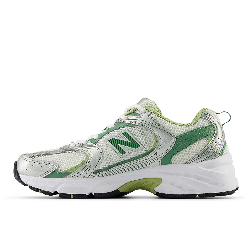 New balance 530 green & white suede trainers clearance