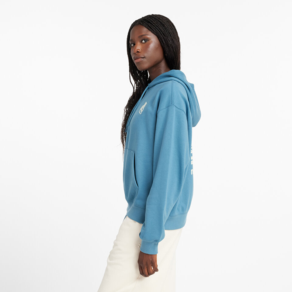 New Balance WT43558 Blue Women Hoodies Sweatshirts Blue Women Clothing newbalance